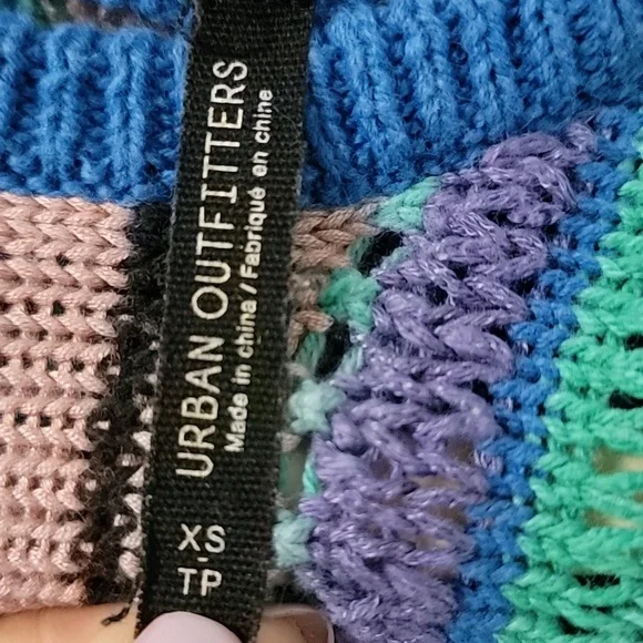 Urban Outfitters Striped Crochet Fringe Tank Sz XS EUC - Picture 3 of 4